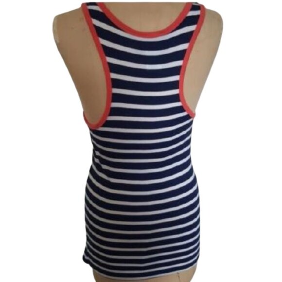 2/$30 Classic nautical style Cynthia Rowley striped white blue tank top - Picture 5 of 6